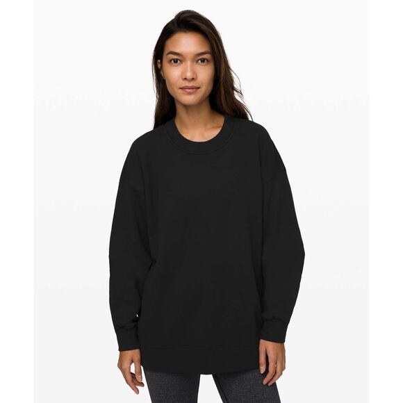 LULULEMON Perfectly Oversized Crew Neck Sweatshirt Black Athleisure Women's 4 - Picture 2 of 9